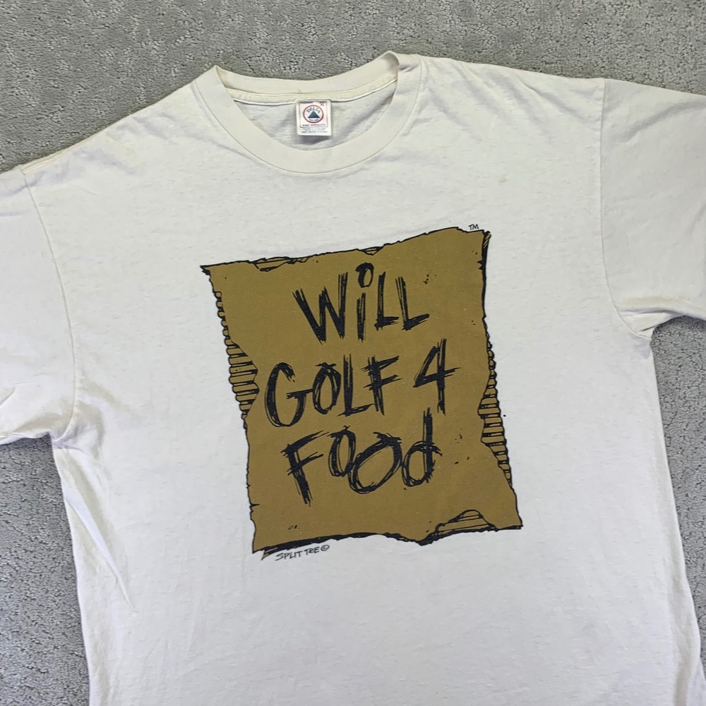 Vintage Will Golf 4 Food T Shirt Size‎ XL White Graphic Funny Shirt Delta Y2k